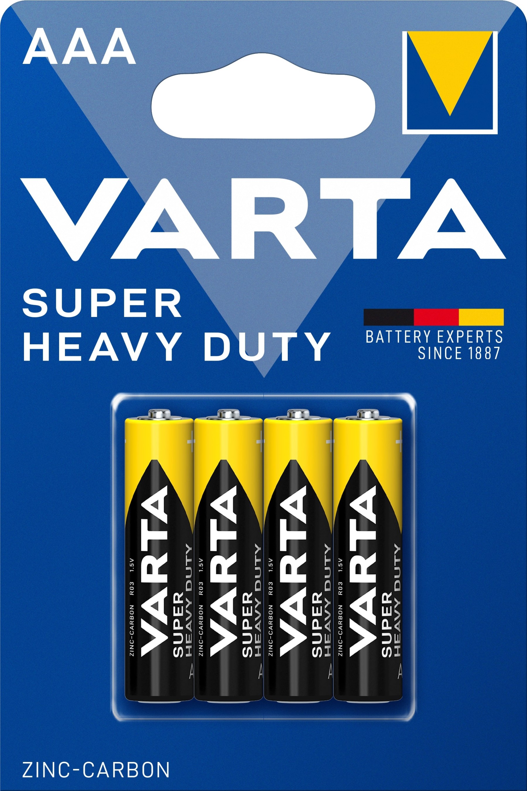 VARTA Super Heavy Duty Zinc Carbon AAA R03 Batteries Pack of 4 